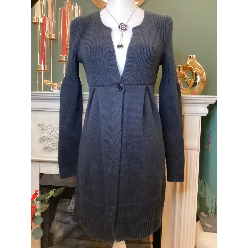 INC International Concepts Black Button Front‎ Long Cardigan Sweater Size S